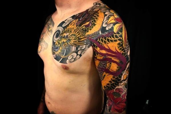 Значения японских татуировок: желтый дракон Орю