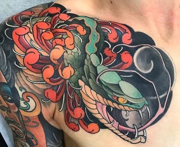 Значения японских татуировок: змея Хеби